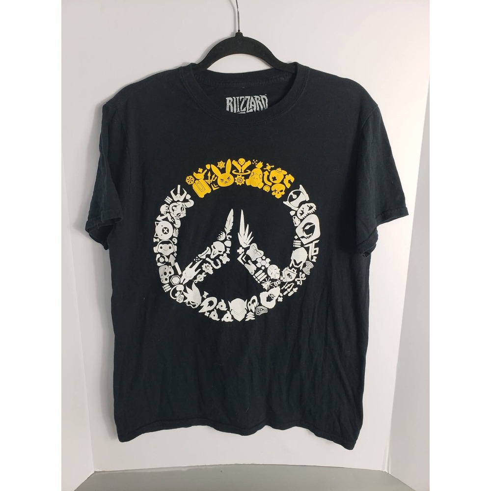 Blizzard Entertainment Overwatch Peace Symbol Graphic T-Shirt Men's Medium Black